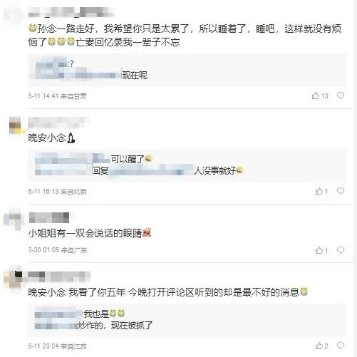 日前傳出輕生消息，粉絲留言表示不捨，網友回覆「現在被抓了」。（圖／翻攝自微博）