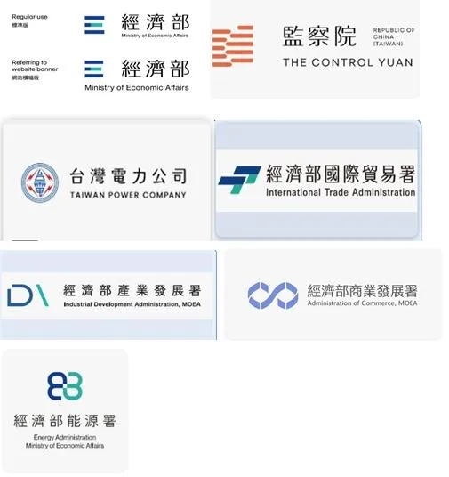 監察院、台電及經濟部等各單位的Logo。（翻攝自臉書粉專逆風的烏鴉）