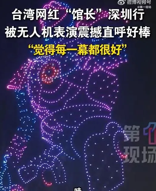 無人機排列出神似館長的「大隻佬」圖案。(圖/翻攝《鳳凰網》)