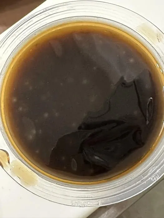 一名網友驚見好市多購買的仙草凍上有白點。（圖／好市多商品經驗老實說粉專）