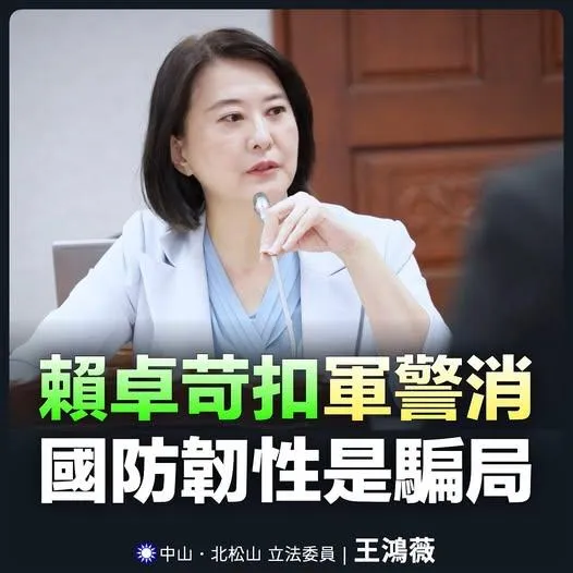 王鴻薇怒轟國防韌性是騙局。（圖／王鴻薇臉書）
