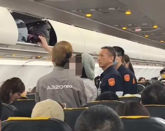 台灣虎航一架自日本福島飛往桃園國際機場的IT753班機，於降落前發生旅客與空服員肢體衝突事件。（圖／網友sunnyouo.0801授權提供）