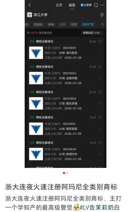 浙大「求是鷹」撞臉阿瑪尼登熱搜。（圖／翻攝微博）