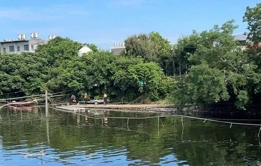 桃園新屋一名男子掉落水利池警消持續搜救。（圖／翻攝畫面）