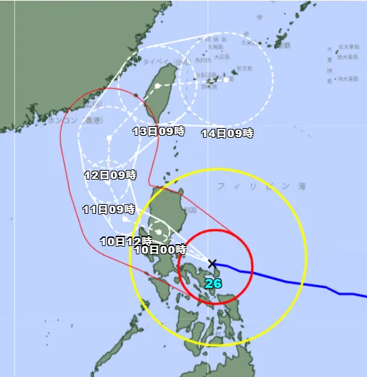 日本氣象廳預測鳳凰颱風未來路徑。（圖／翻攝自日本氣象廳）