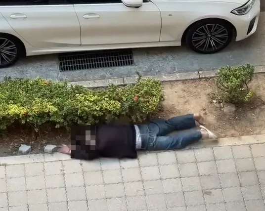 劉男突然倒地，有民眾注意到異狀立即報警。（圖／翻攝畫面）