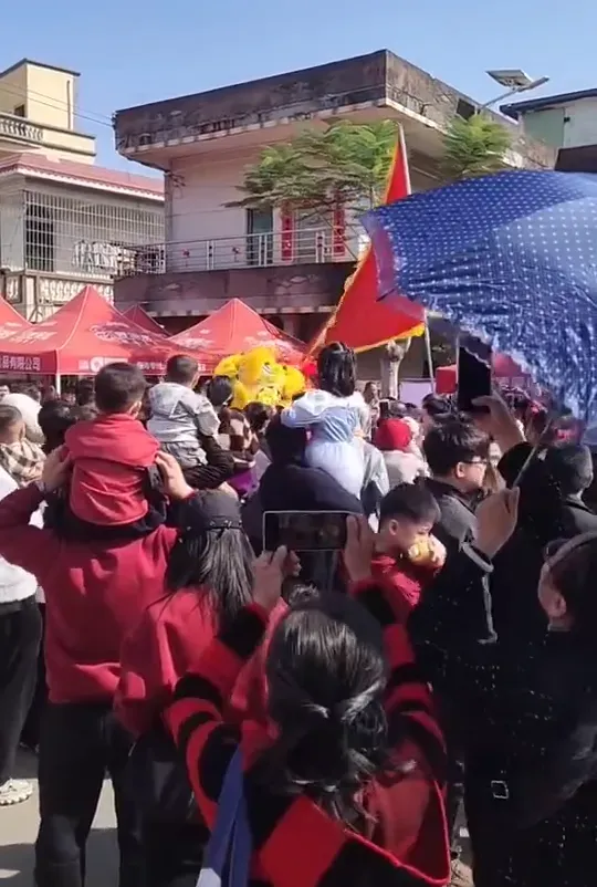網傳畫面顯示全紅嬋老家被包圍。（圖／翻攝微博）