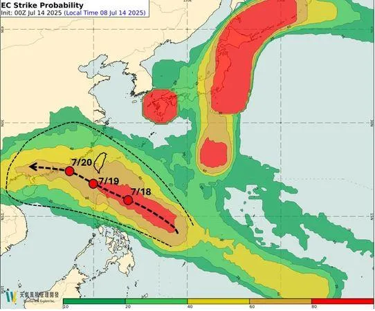 熱帶性低氣壓或輕度颱風將於周五接近菲律賓呂宋島北部，專家指出不排除發布海上颱風警報。（圖／翻攝自天氣職人-吳聖宇Facebook）