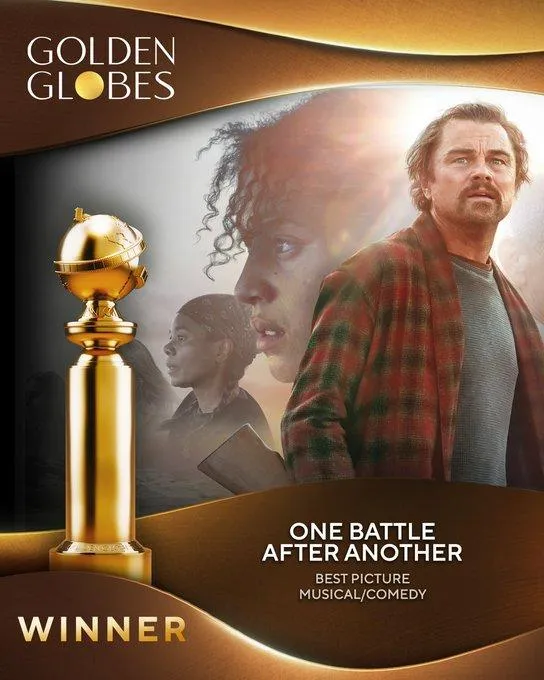 《一戰再戰》獲獎。(圖/翻攝Golden Globes X)