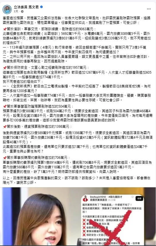 (圖/截自馬文君臉書)