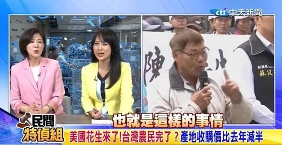 2019年花生之亂,就是因為政府一斤收購價40元讓上百位農民氣到北上抗議,七年後今天一斤變26元,比去年同期50元砍半,立委王育敏說:「賴政府好無能!」(攝自民間特偵組)
