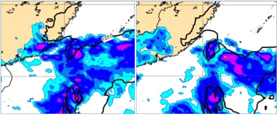 周二下午至周三梅雨季第5波移動性鋒面影響，帶來大範圍降雨，北台轉涼。周四鋒面南移，各地仍有局部陣雨或雷雨。（圖／洩天機教室）