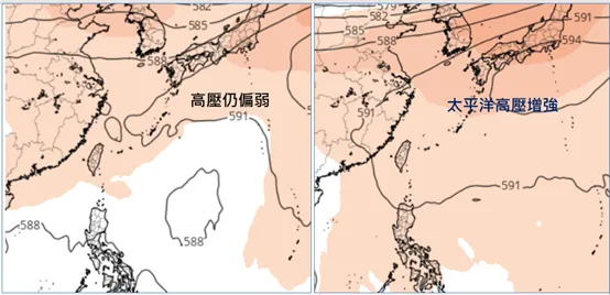 週四至週六（11至13日）因為太平洋高壓逐漸增強，各地晴朗穩定。(圖／擷自tropical tidbits)