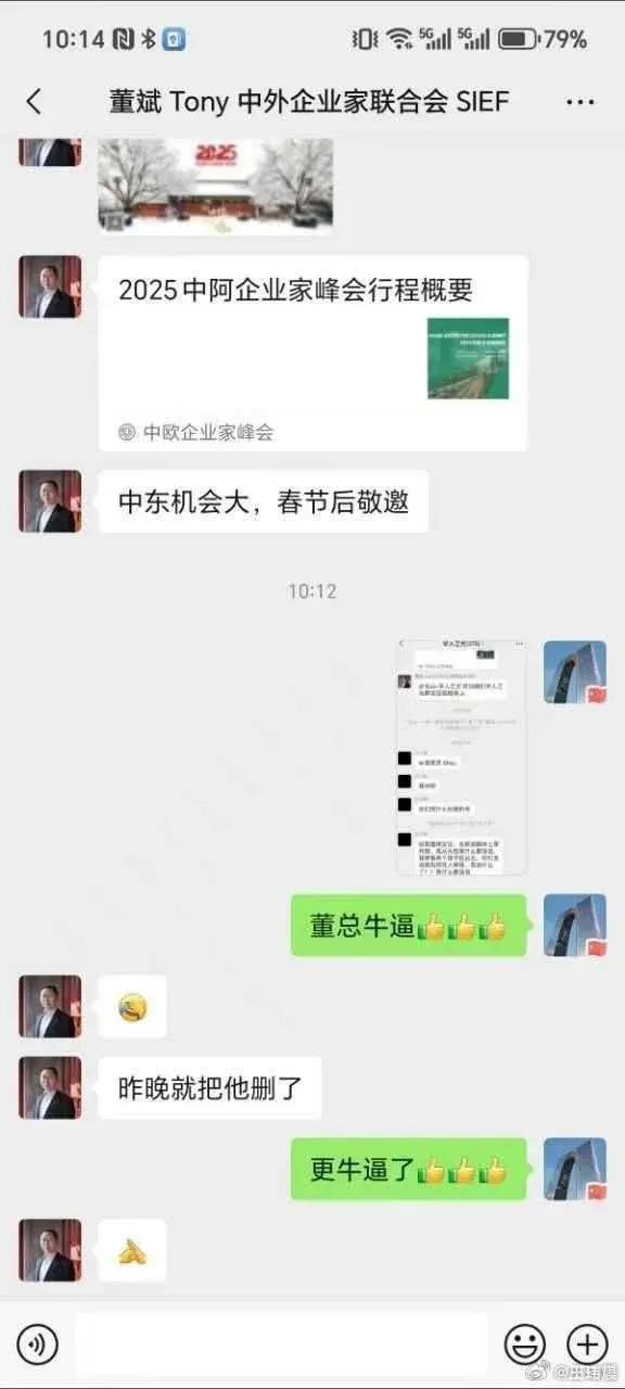 陸網瘋傳汪小菲在微信群「華人之光」亂罵人,且疑似已被踢出該群組。(圖/翻攝自微博)