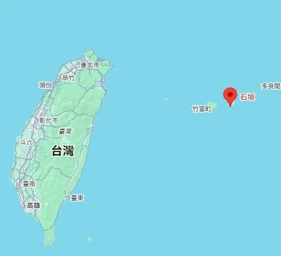 「全魚6號」在沖繩縣石垣島北方約265公里海域發生火災。（示意圖／翻攝Google地圖）