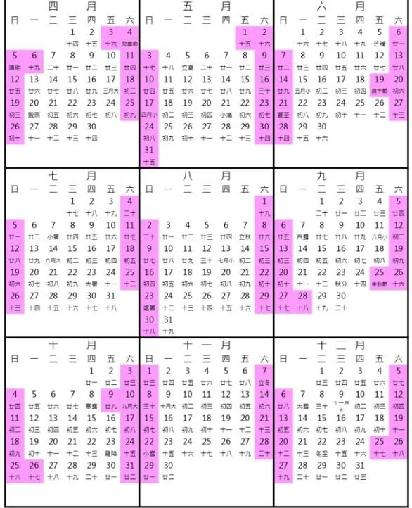 10月與11月的假期天數相同。（圖／人事機關行政總處）