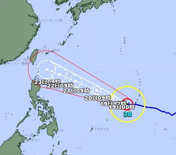 薔琵颱風路徑。（圖／翻攝日本氣象廳網站）
