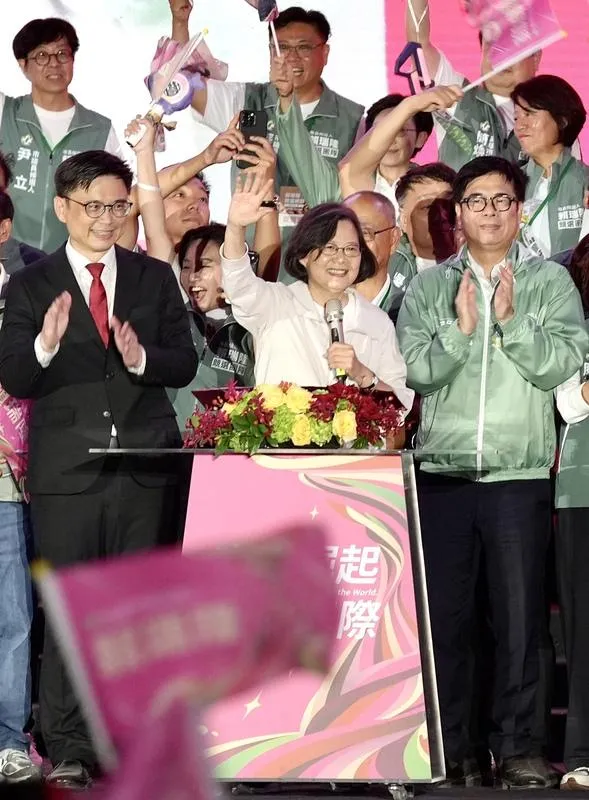 蔡英文17日站台賴瑞隆。（圖／中央社）