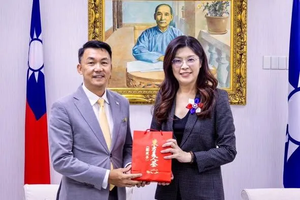 新加坡駐台代表葉偉傑拜訪鄭麗文並邀她前往星國造訪。(圖/國民黨)