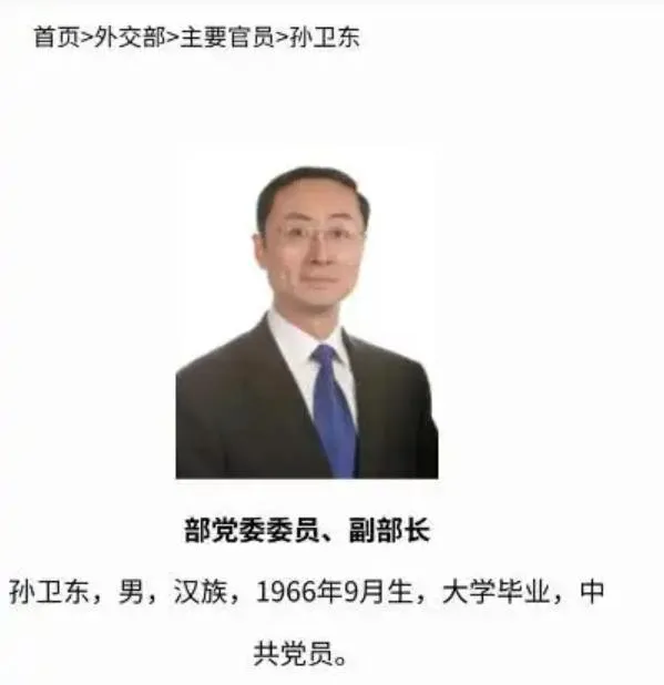 目前大陸外交部官網已查無孫衛東資料。(圖/翻攝大陸外交部官網)