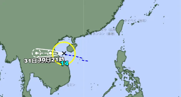 熱帶性低氣壓TD17已於今（30）日增強為颱風「藍湖」。（圖／翻攝自日本氣象廳）