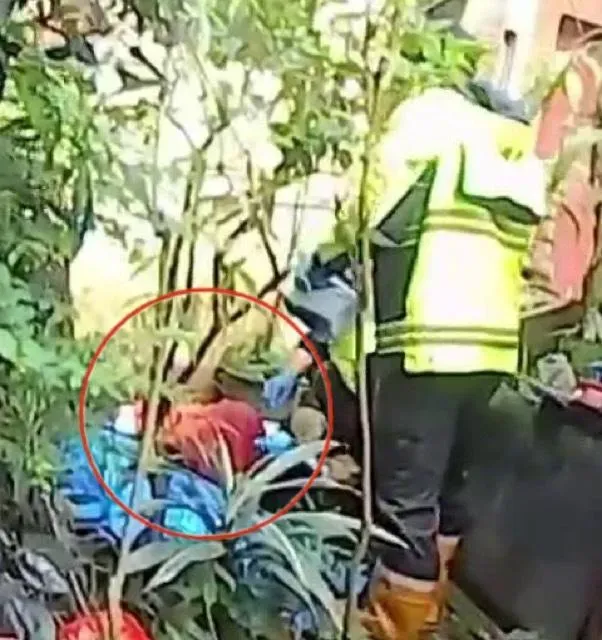 慘遭挖出雙眼的連男倒地昏迷。（圖／警方提供）