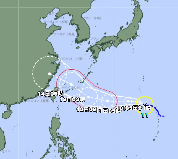 日本氣象廳最新預測路徑。（圖／翻攝自日本氣象廳）
