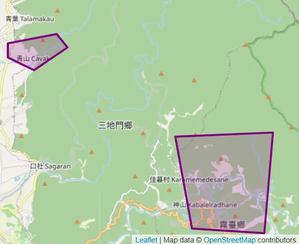 屏東縣霧台鄉、三地門鄉12日發布災防告警。（圖／翻攝自中央氣象署官網）