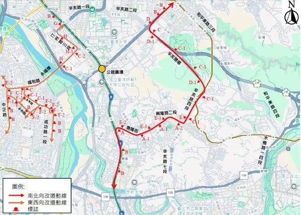 公館圓環拆除替代路線。（圖／新工處提供）