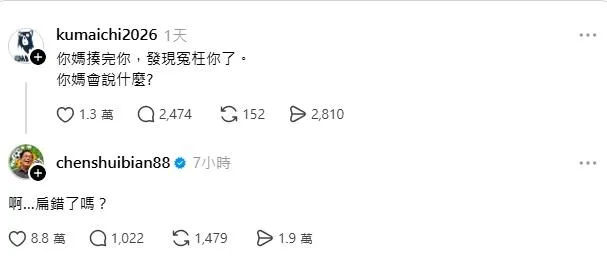 有網友發問結果引來阿扁親自回應。（圖／翻攝自Threads）