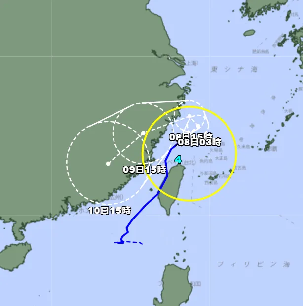 「丹娜絲」颱風路徑。（圖／翻攝日本氣象廳）