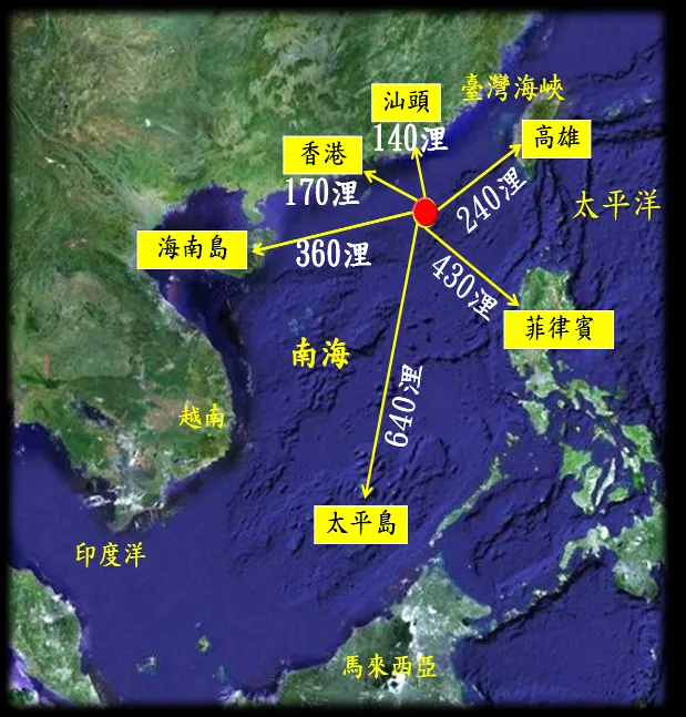 東沙島地理位置。(圖/海巡署)