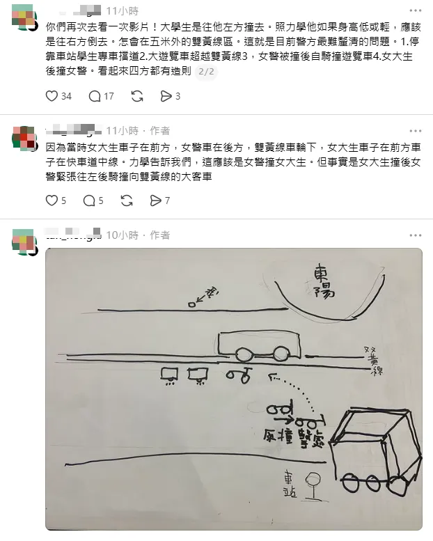 陳姓男網友稱女警也有肇責遭網友炎上肉搜。（圖／翻攝自Threads）