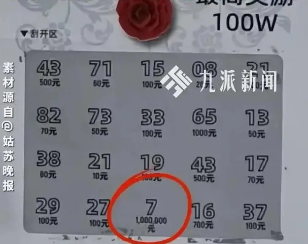 有民眾拿著刮出「百萬大獎」的刮刮樂前兌獎才知受騙。（圖／翻攝陸媒）