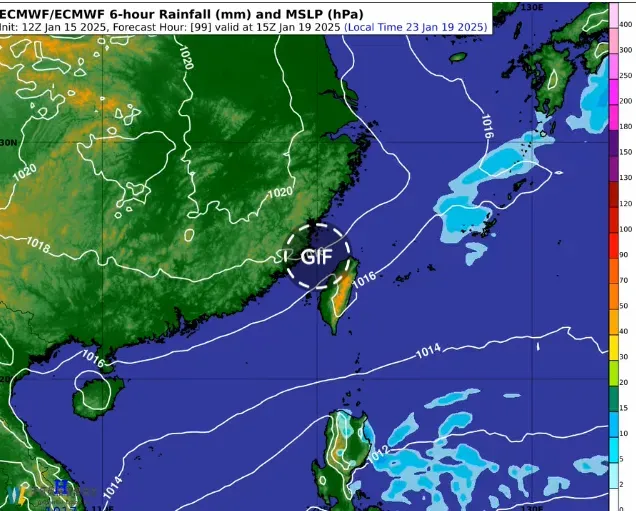 下周二至下周四（21至23日）水氣仍少，很適合安排年前的大掃除。。（圖／翻攝自「天氣風險WeatherRisk」）