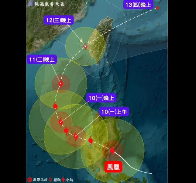 此次颱風全台幾乎都會明顯有感，就算沒有明顯降雨，也容易出現7至9級的間歇強陣風。（圖／翻攝自臉書／觀氣象看天氣）