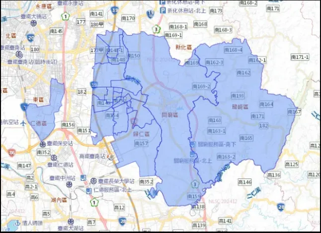 停水仁德區（部分）、歸仁區（部分）、關廟區、龍崎區。（圖/台南市政府經濟發展局能源科提供）