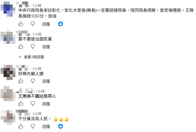 王惠美臉書出現批評留言。（圖／翻攝王惠美臉書）