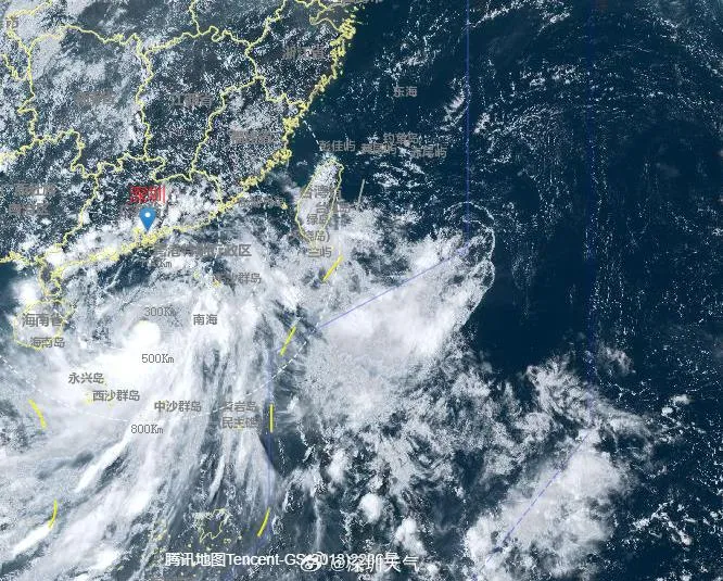 深圳市氣象台7日9時將全市颱風白色預警信號升級為藍色。(圖/翻攝微博「深圳天氣」)