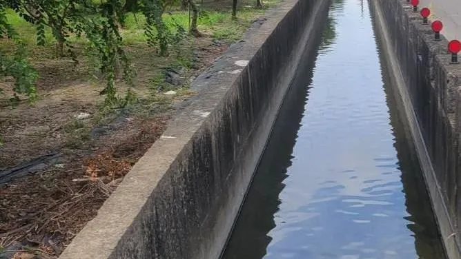台中市烏日區環中路八段一處水溝今（31）日上午10時許發生浮屍案件。（圖／翻攝畫面）