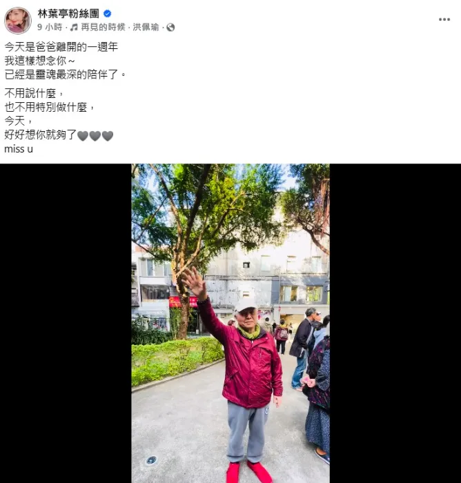 林葉亭18日在社群平台發布父親生前日常影片。（圖／翻攝自林葉亭 臉書）