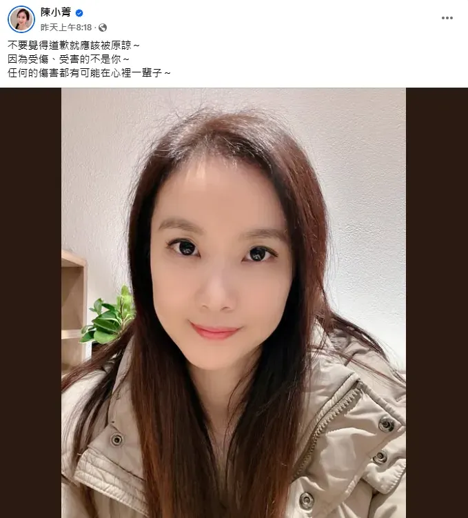 陳小菁26日發文。(圖/翻攝自陳小菁臉書)