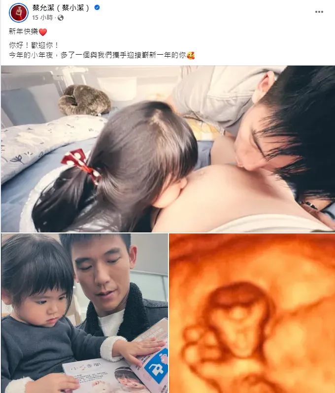 蔡允潔喜曝懷2寶。（圖／翻攝自蔡允潔 臉書）