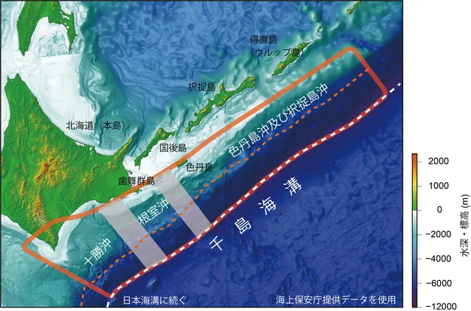 日本北海道千島海溝若有強震恐致海嘯，中央氣象署提醒台灣宜蘭與東部港口、溪流出海口需多加防範。（圖／翻攝自日本地震調查研究推進本部官網）