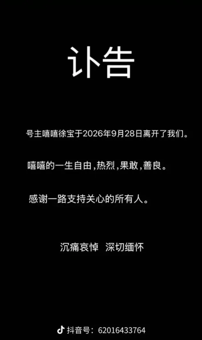 「嘻嘻徐寶」胃癌過世，得年25歲。（圖／翻攝嘻嘻徐寶的抖音）