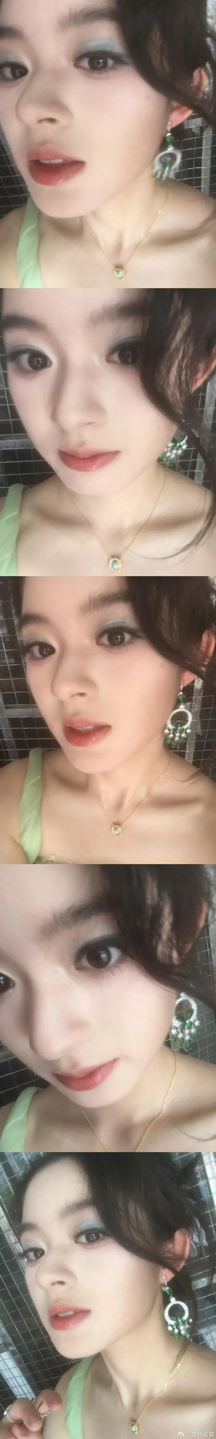 黃楊鈿甜曾戴該耳環自拍。（圖／翻攝自黃楊鈿甜微博）