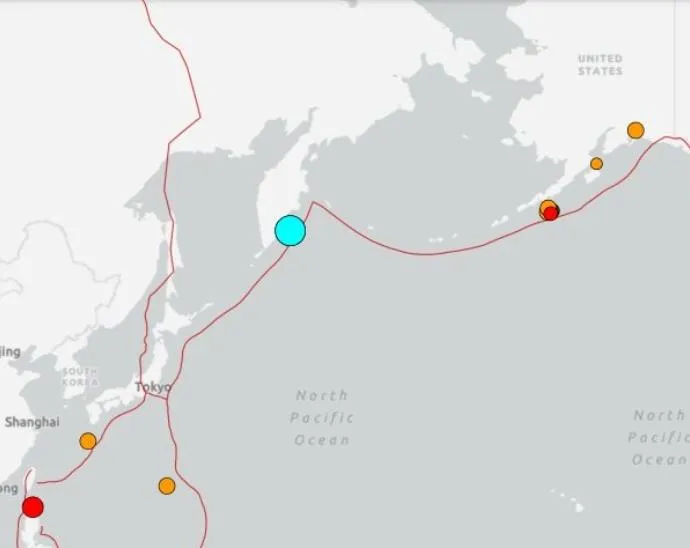 俄羅斯東部堪察加半島外海發生規模7.0地震。（圖／翻攝自USGS）