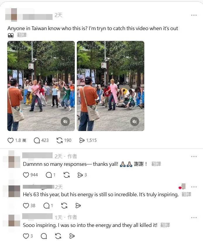 潘若迪在街頭進行MV，被一名外國部落客提問對方身分，引發台灣網友的熱情回應。（圖／翻攝Threads）