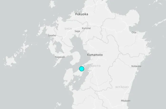 日本熊本發生規模4.2地震。（圖／翻攝自USGS）