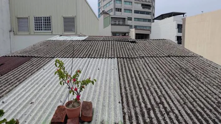 若民眾清理受損建物時發現石綿,在處理時應記得配戴口罩。(圖/台南市政府)